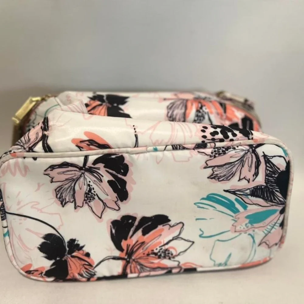 Kestrell Black Pink Floral Multicolored Nylon Toiletry & Makeup Travel Bag